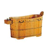 Soaking Deep Portable Teak Solid Round Wooden Spa Bathtub