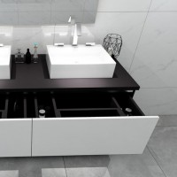 Modern Wall Mounted Bathroom Cabinet / Double Sink Bathroom Cabinets