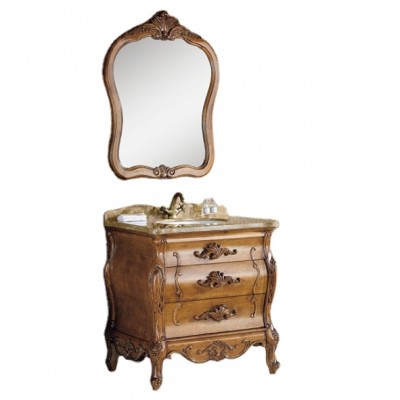 Single sinks bathroom mirror cabinet, oak veneer  antique bathroom vanity with marble top  KQ-5025