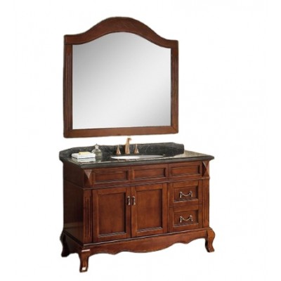 Brown Color Antique Solid Wood Carved Bathroom Cabinet with Marble Top  KQ-8021