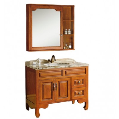 China Antique Oak Standing Bathroom Cabinet with Single Basin Washroom Vanity Units KQ-8033