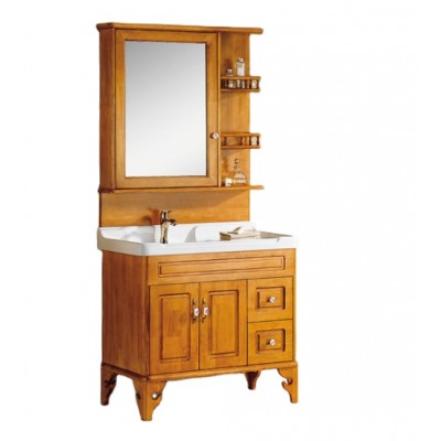 More floor standing solid wood bathroom cabinet with mirror door KQ-8082