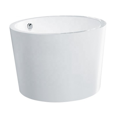 K-8714A Modern Round Japanese High Acrylic freestanding soaking bathtub White Deeply acrylic small bathtub with seat