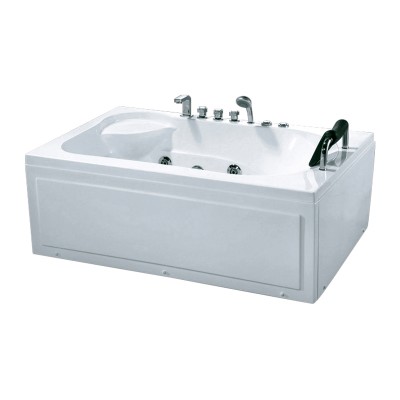 K-8605 headrest hydro whirlpool massage bath tub acrylic single person spa two skirt bathtub