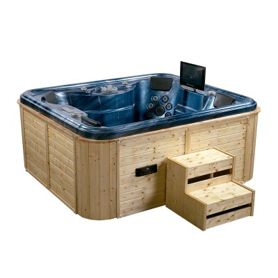 High Quality Outdoor Wooden Surface Bathtub  4 Person  Acrylic Massage  Hot Tub K-8985B