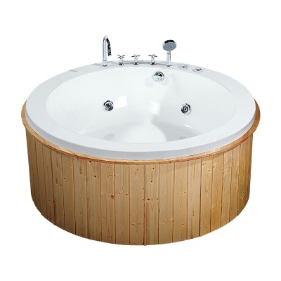 K-8994  Popular Circular Bathtub Hot Spa Cedar Wood & Acrylic Material Hot Spa Bathtub