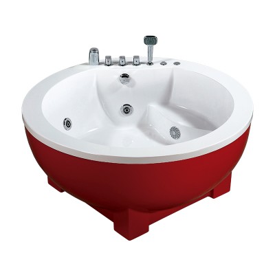 Bathtub & Whirlpool Red Color Round Bathtub Acrylic Bathtubs With Faucets