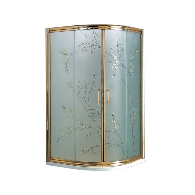 K-7823 luxury design gold frame free standing shower room security guard cabin